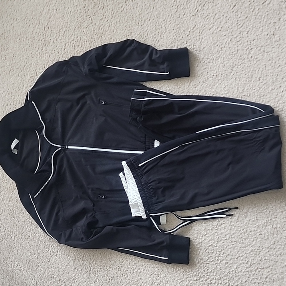 Athleta Brooklyn Black and White Joggers and Jacket